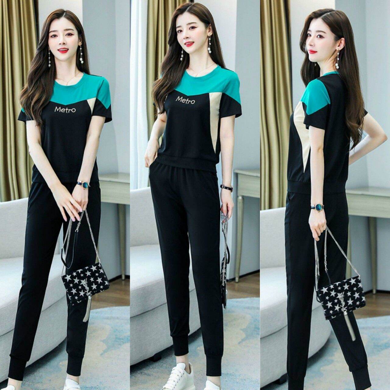 Sét đồ bộ nữ phối màu metro thun cotton 100% cao cấp