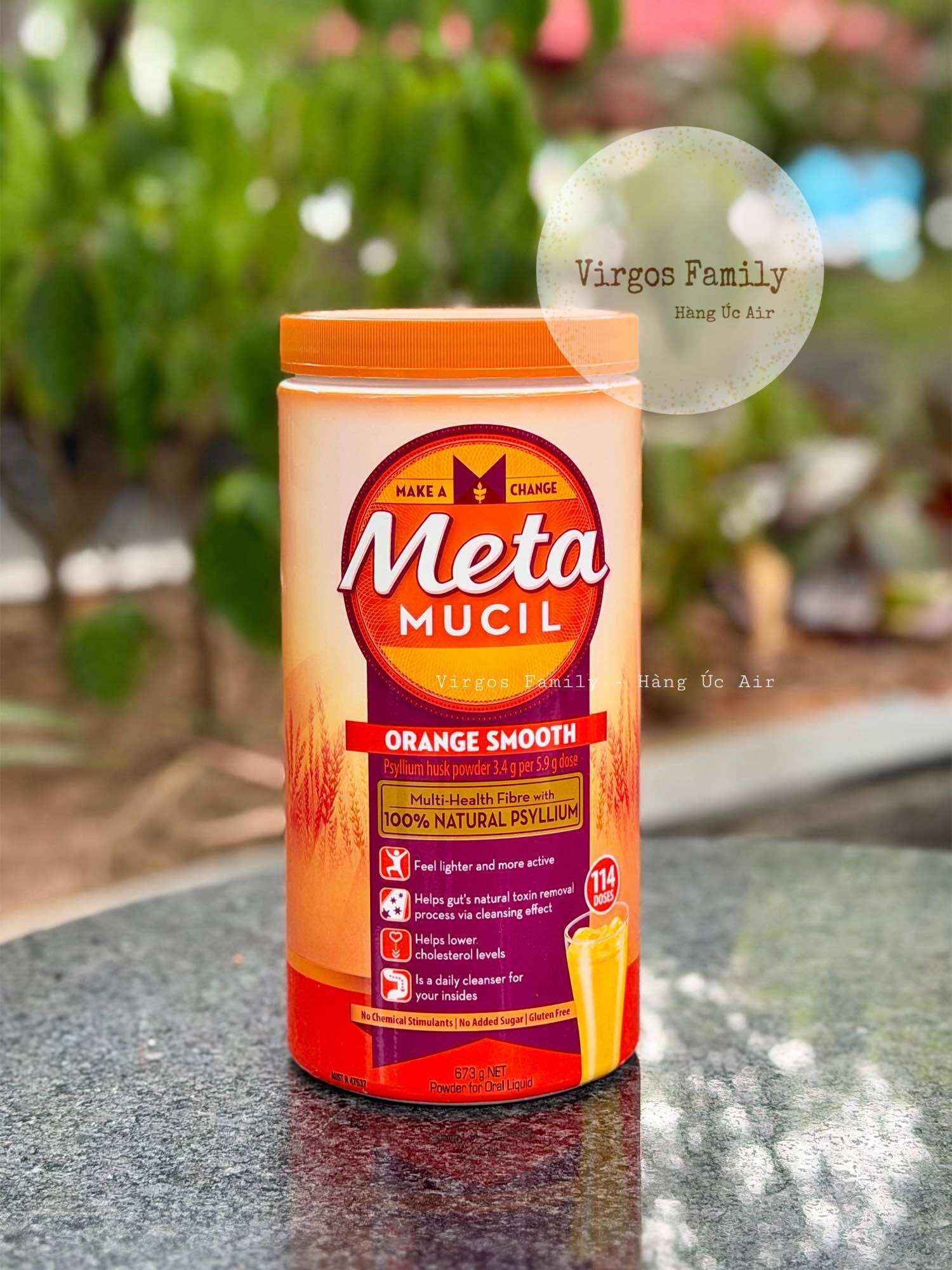 Bột cam bổ sung chất xơ Metamucil Fibre Supplement Smooth Orange 114 Dose 673g