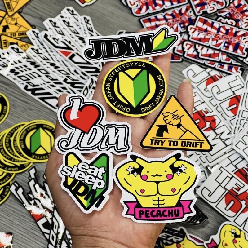 Tem logo sticker jdm racing dán nón bảo hiểm, xe máy, ô tô, v.v