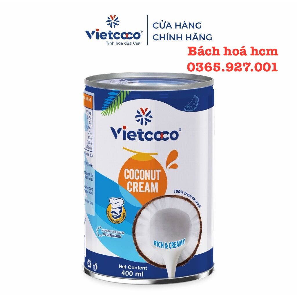 Nước cốt dừa tươi vietcoco 400ml, date mới nhất