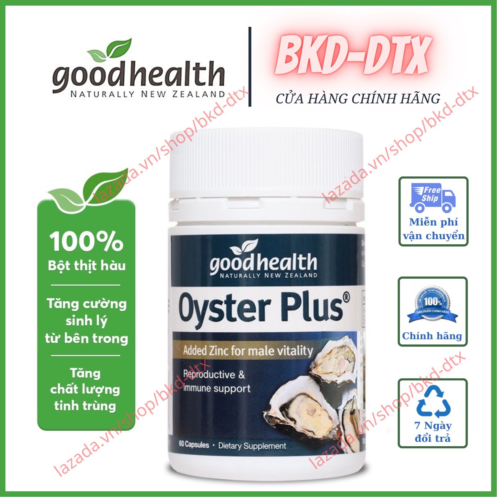 Tinh Chất Hàu Oyster Plus Goodhealth 60 viên - Chiết Xuất 100% Thịt Hàu Tươi - Tăng Cường Sinh Lực Phái Mạnh