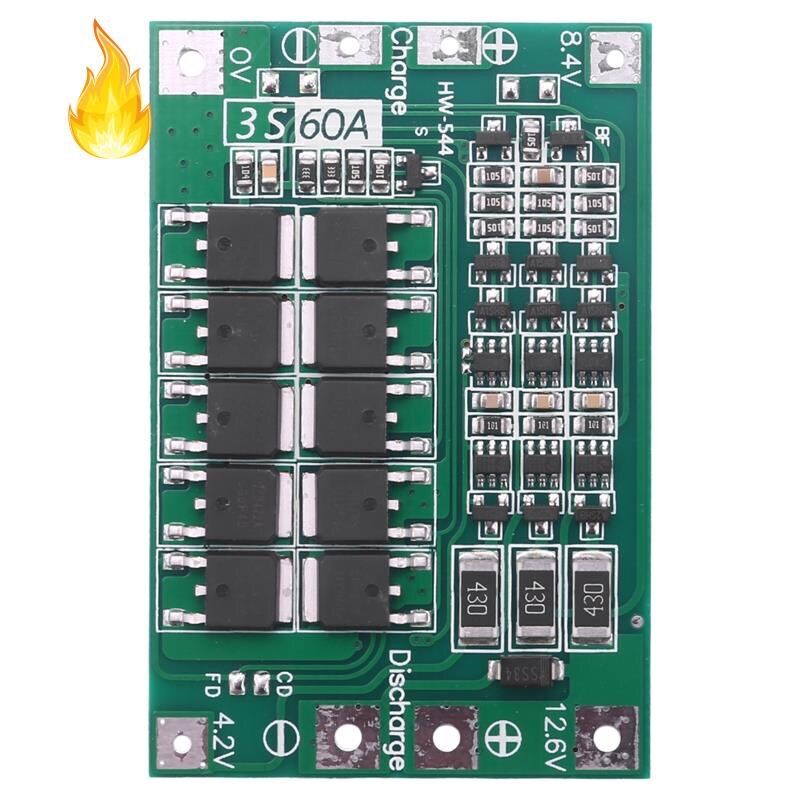 Bảng mạch bảo vệ pin li-ion 18650 3s 60a bms 11.1v 12.6v 18650 lipo.