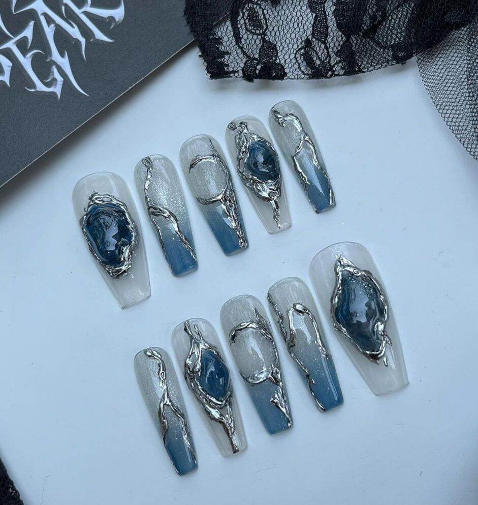 Nailbox thiết kế , gắn charm đá sang chảnh - mã 310