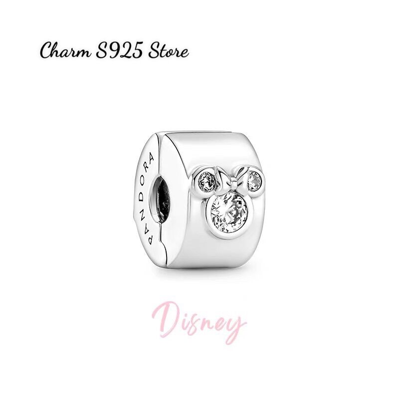 Charm pan ale khoá chặn đính đá mickey bạc s925