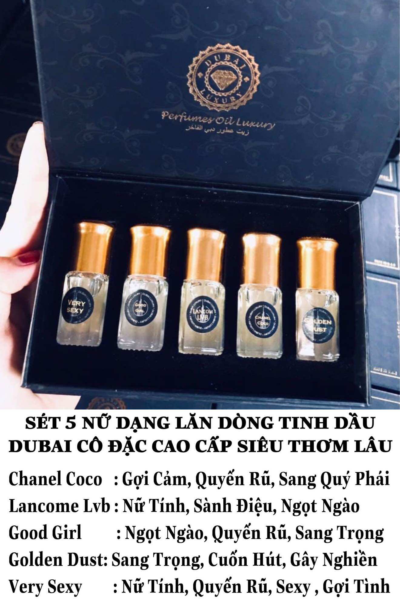 Sét tinh dầu nước hoa dubai cô đặc cao cấp 5 chai nam và nữ siêu thơm lâu