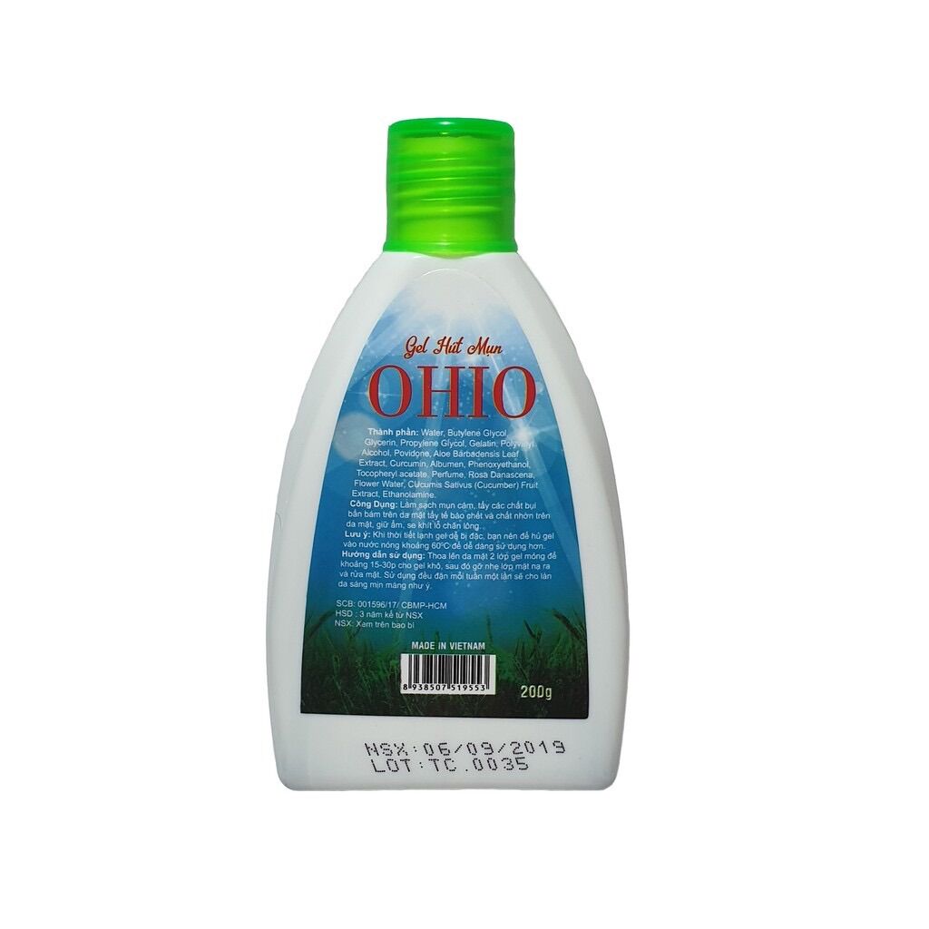 Gel lột mụn than tre ohio chai lớn 200ml