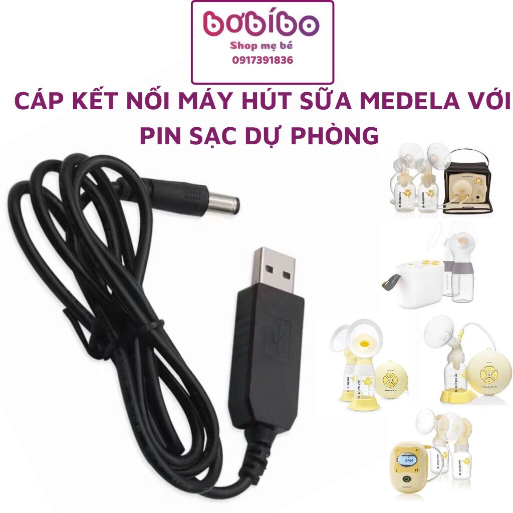 Dây cáp kết nối máy hút sữa Medela Pump,MAXFLOW, Swing, Freestyle, Sonata, Avent hoa tuyết với pin sạc dự phòng