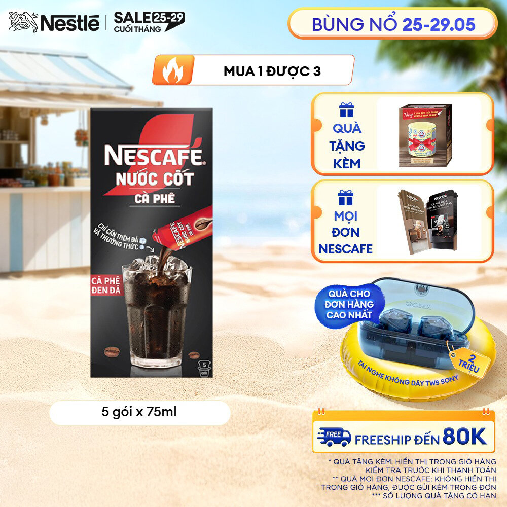 [ƯU ĐÃI THÁNG 5] NESCAFÉ Nước Cốt Cà Phê vị Café Đen Đá (Hộp 5 Gói)- FUJJI