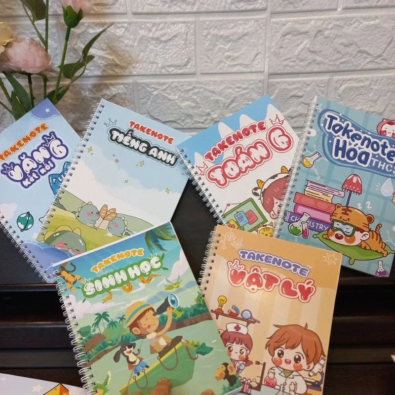 Combo 6 sổ takenote toán 6 + tiếng anh + sinh + lý + hóa + văn 6 - khổ a5