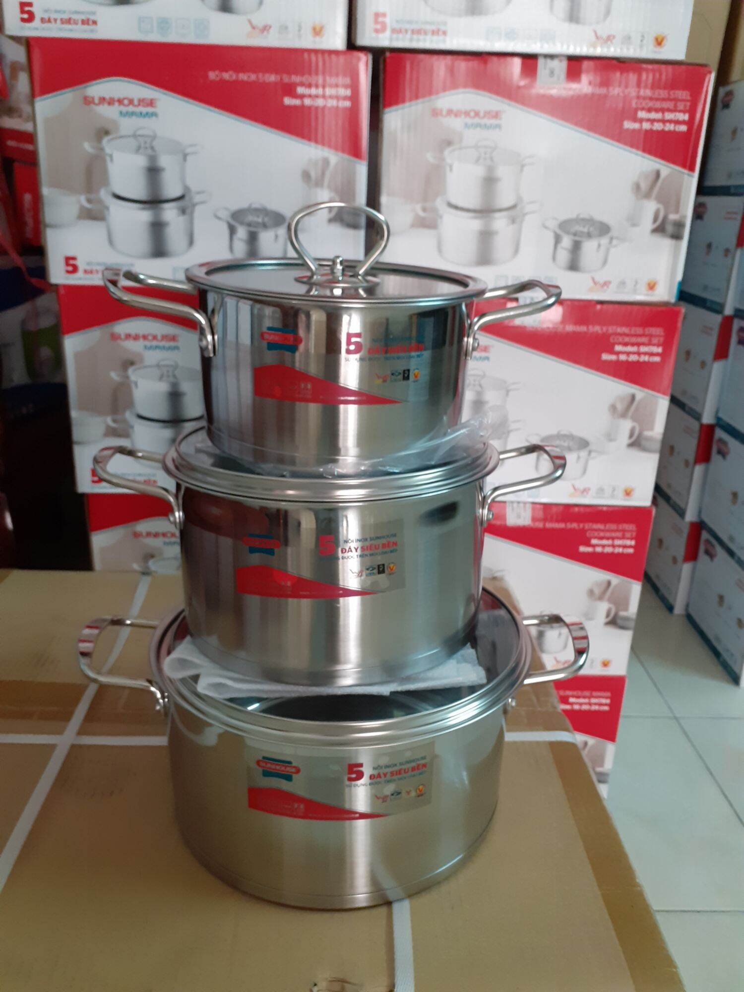 BỘ NỒI 5 ĐÁY SUNHOUSE MAMA MODE 784 GIẢM 50K