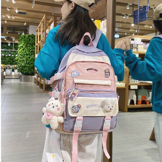 Balo Laptop Ulzzang đi Học Sinh Sinh viên Vừa A4 Nữ dễ thương Balo đến Trường
