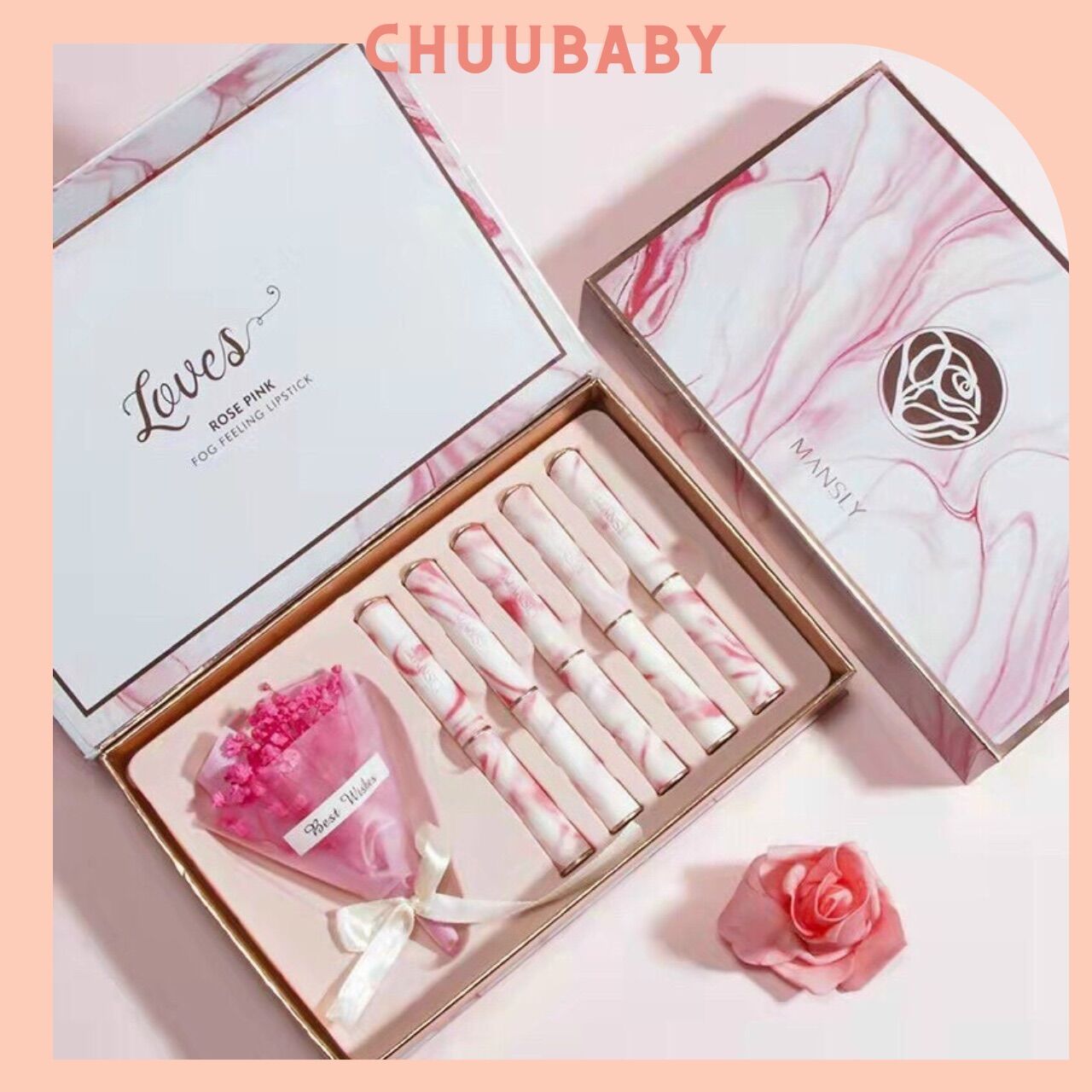 Combo quà tặng 20/10, quà sinh nhật nữ 8/3, set 5 son mansly siêu lỳ mịn cao cấp