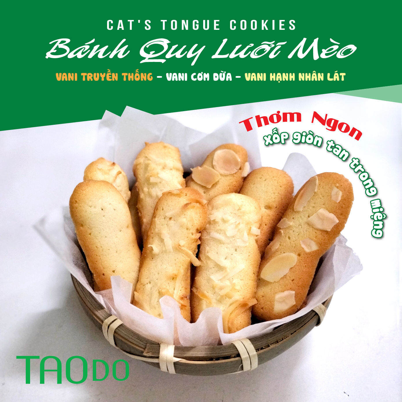 Bánh Quy Lưỡi Mèo 100g - Xốp giòn thơm ngon