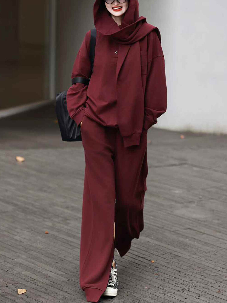 Sporty Red POLO Neck Long Sleeve Set with Loose Casual Pants Giá  1,622,000 Đồng*Miễn phí vận chuyển