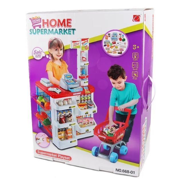 Đồ chơi quầy siêu thị kèm xe đẩy 668-01 hàng chuẩn
