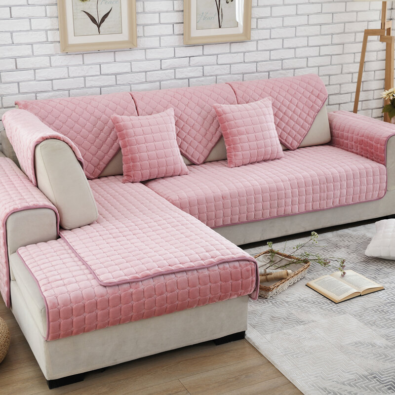 Đệm sofa chống trượt một mặt sofa phòng khách đệm sofa vải nhung thu đông đệm ngồi sofa chống trượt