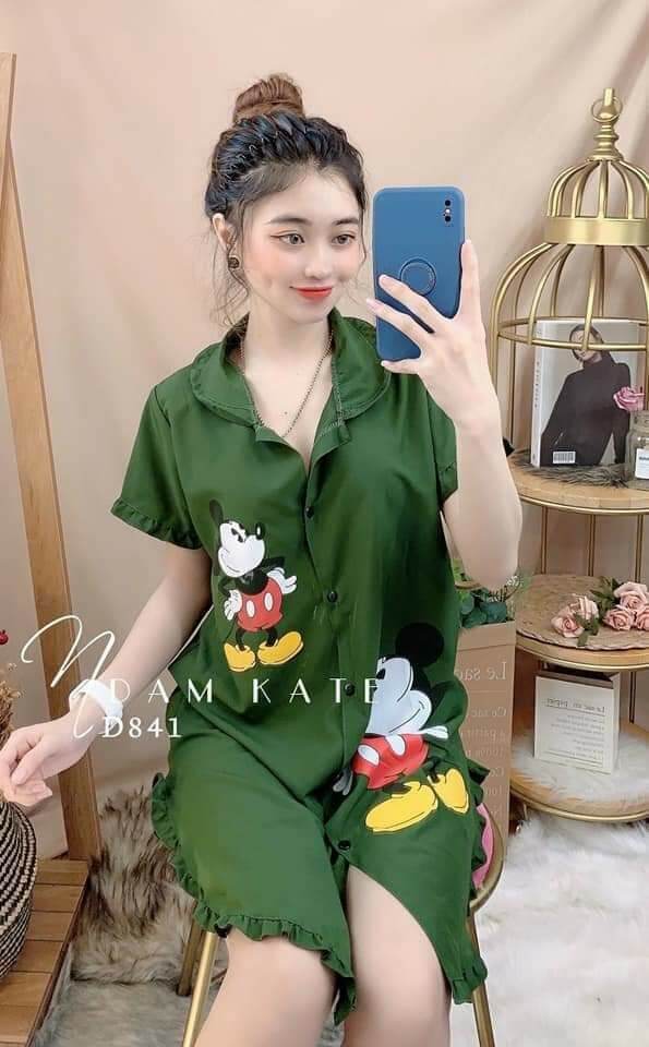 [HCM]Đầm sơmi kate lụa mặc nhà cho nữ - Đầm ngủ mặc nhà - M42