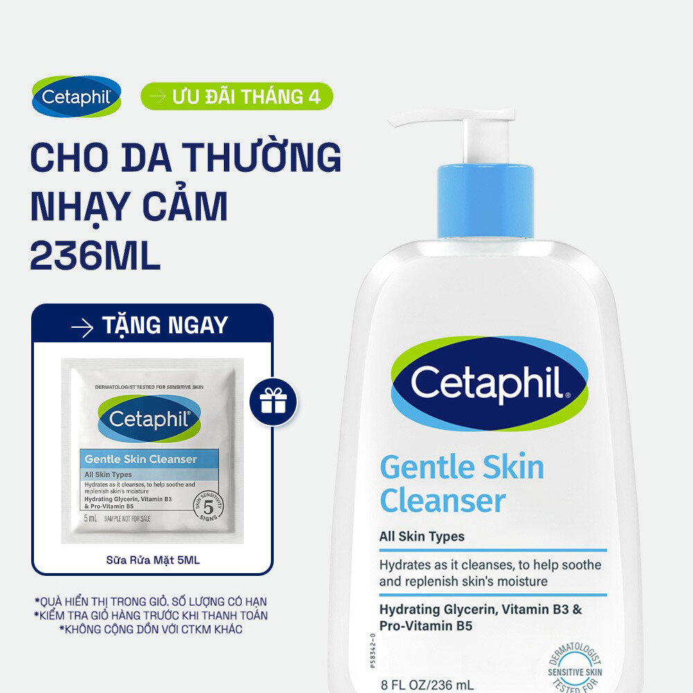 Sữa rửa mặt dịu lành cho da nhạy cảm Cetaphil Gentle Skin Cleanser 236ml