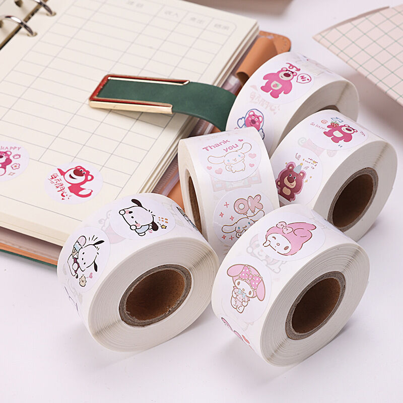 Cuộn 500 tem hình dán sticker hoạt hình 2.5cm