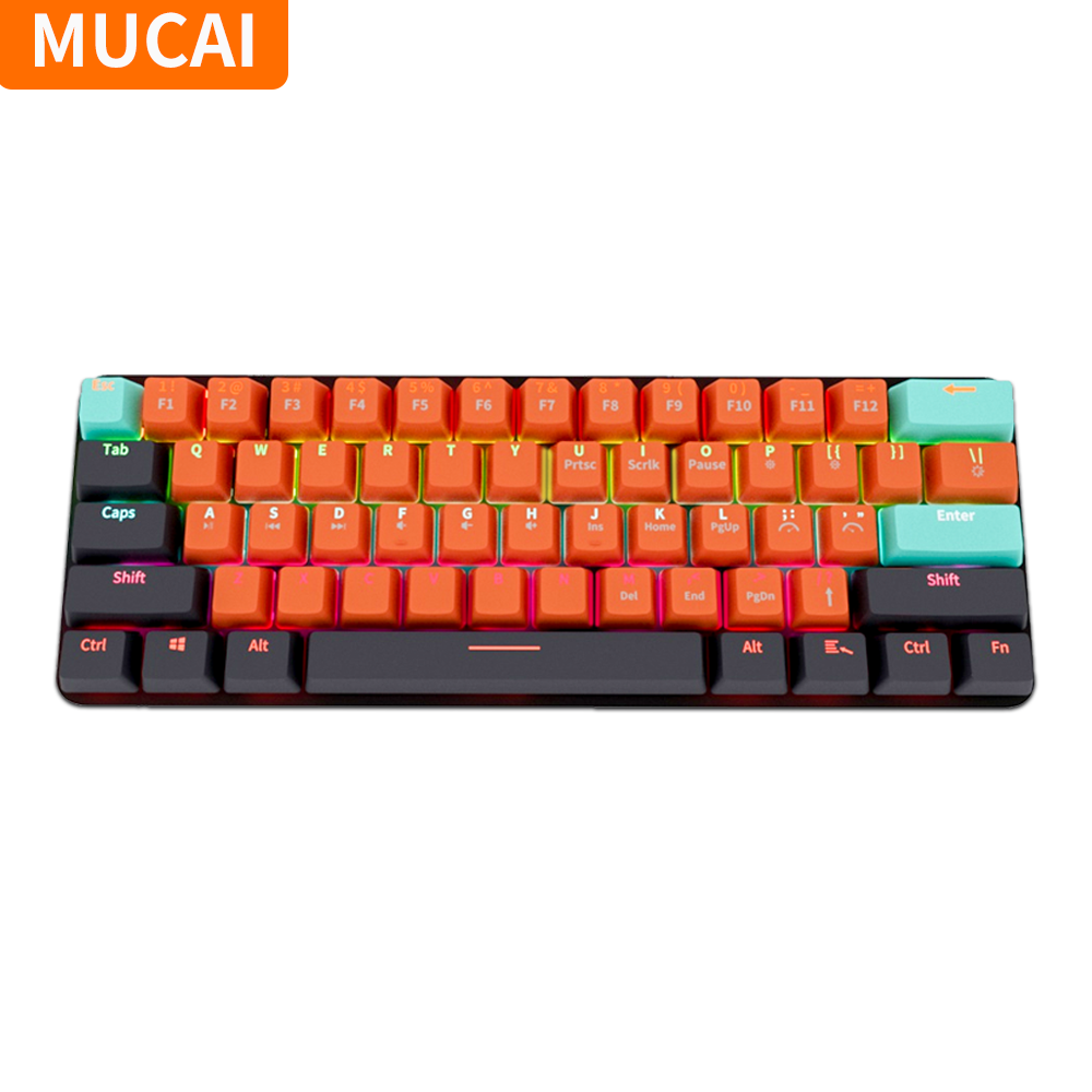 Bàn Phím Cơ MUCAI 61 Phím RGB Có Dây USB Với Bàn Phím Chơi Game Có Đèn Nền LED Cho Mac Android Windows - Mini Phong Cách Tiêu Chuẩn
