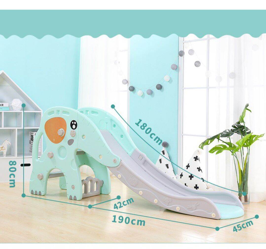 Cầu trượt Voi Bamboo máng dài 1m8 Tặng kèm rổ bóng.
