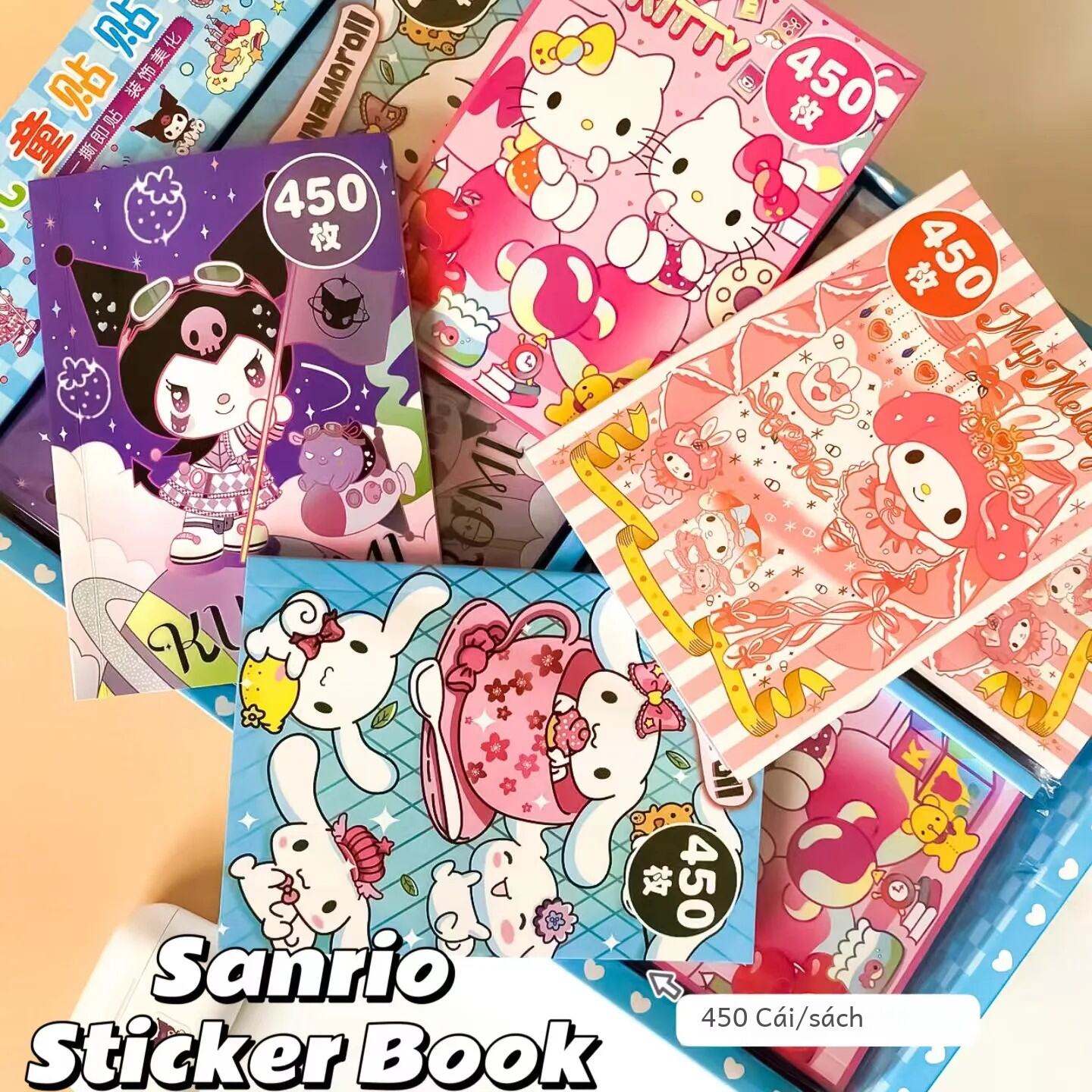 450 Chiếc Sanrio Kuromi Hello Kitty Dán Sách Hoạt Hình Giai Điệu Cinnamoroll Trang Trí Bé Gái Tặng T