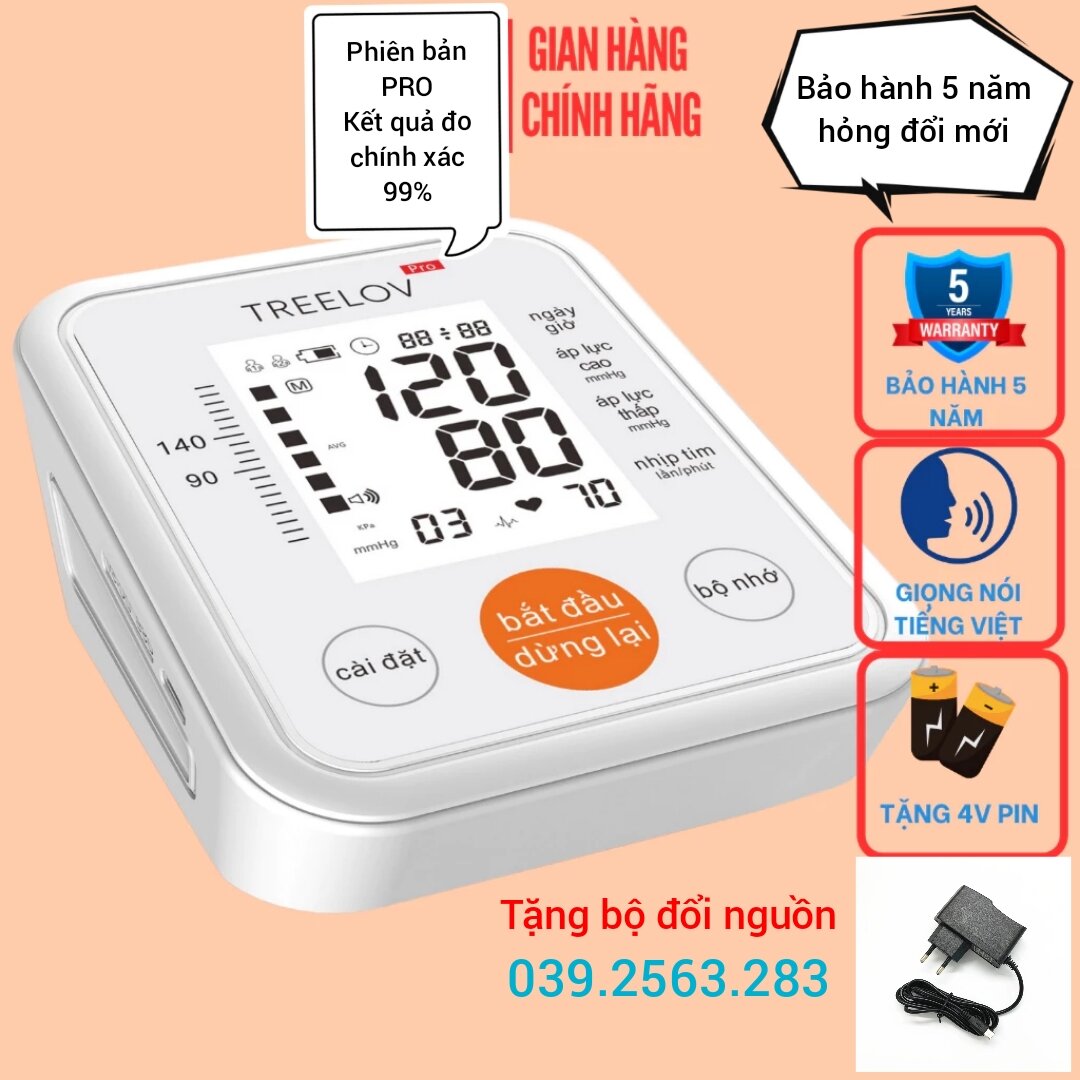 Máy đo huyết áp bắp tay b01b treelov chính hãng, giọng nói tiếng việt, siêu rẻ, tặng đổi nguồn, bảo hành 5 năm hỏng đổi mới