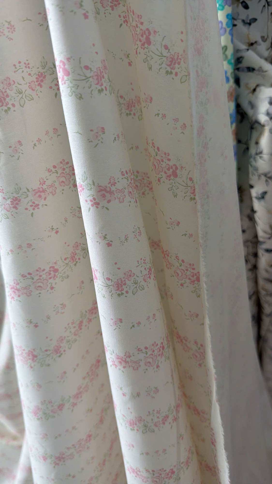 Vải Thô cotton in hoa caro sọc - may bộ đầm handmade decor (dài 1m khổ 1m45 vải cắt liền)