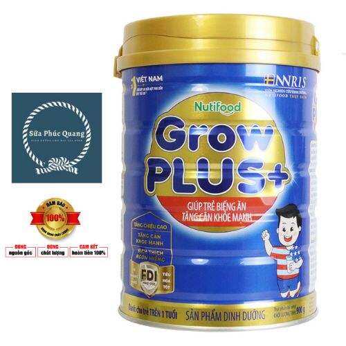 Sữa Nutifood Grow Plus xanh lon 900g và 1.5kg cho bé từ 1 tuổi (cho bé biếng ăn)
