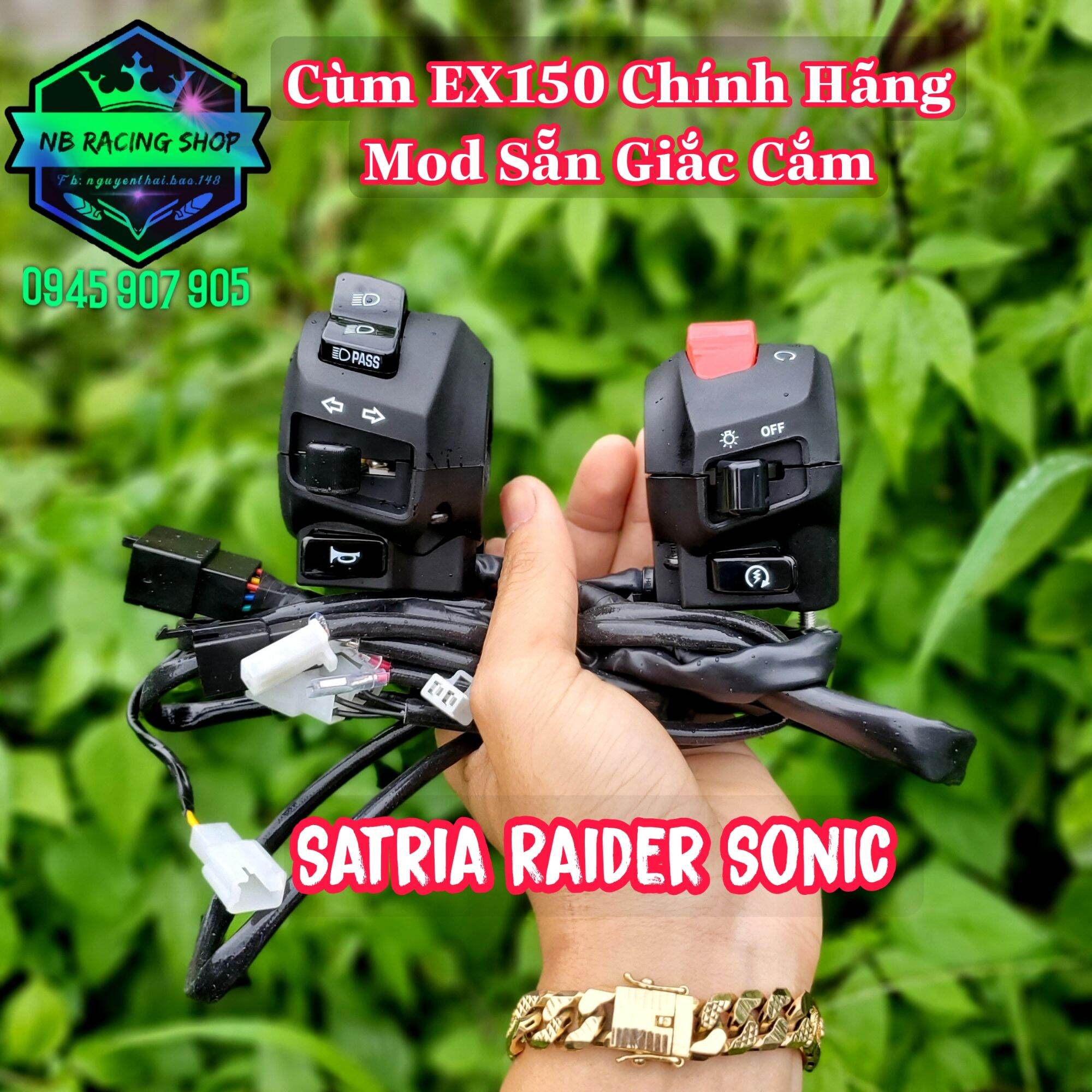 Cùm Ex150 Cho Satria Raider Sonic Có Giắc Cắm Trợ sáng Tắt Máy Khẩn Cấp Cùm Công Tắc Ex150 Exciter 150.NB Racing Shop