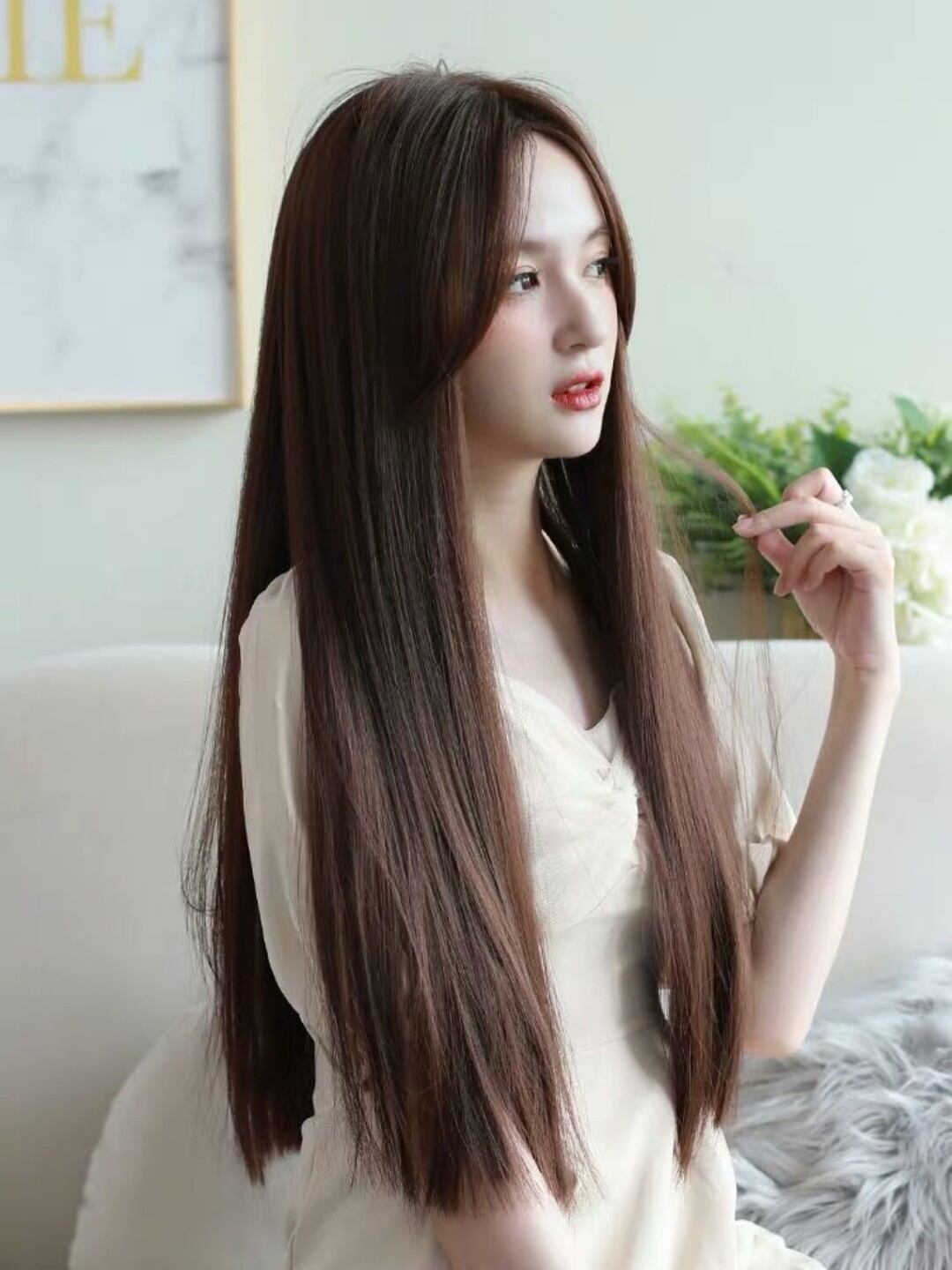 tóc nguyên đầu 2 mái pas lơi thẳng
