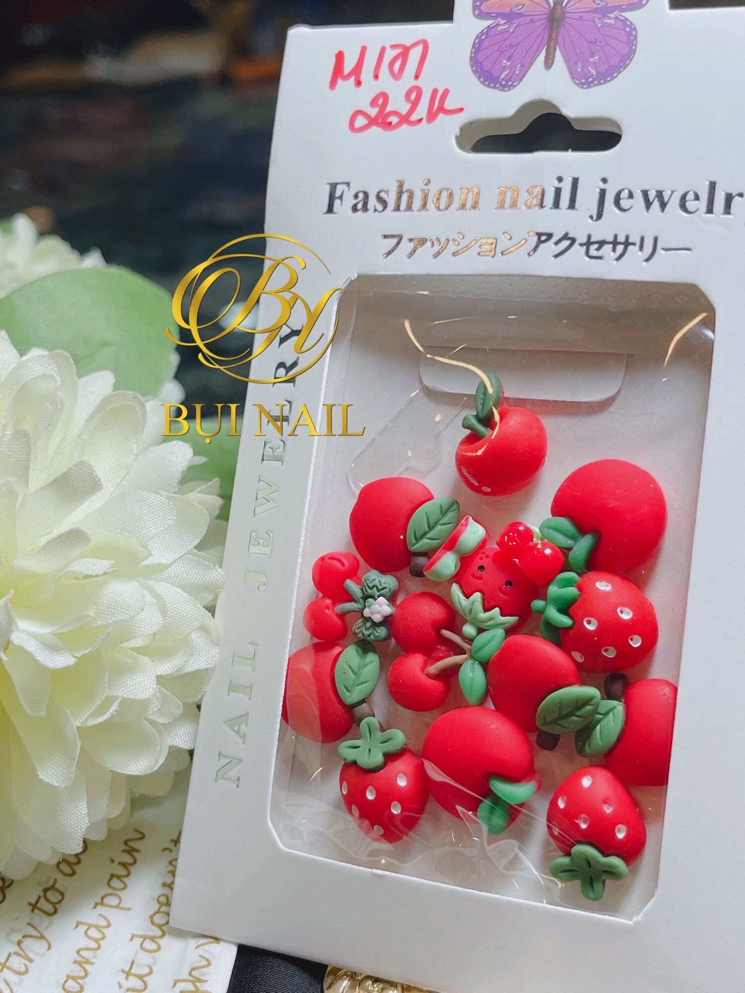 CHARM TRÁI CÂY TÁO DÂU CHERRY M171 set 15Viên