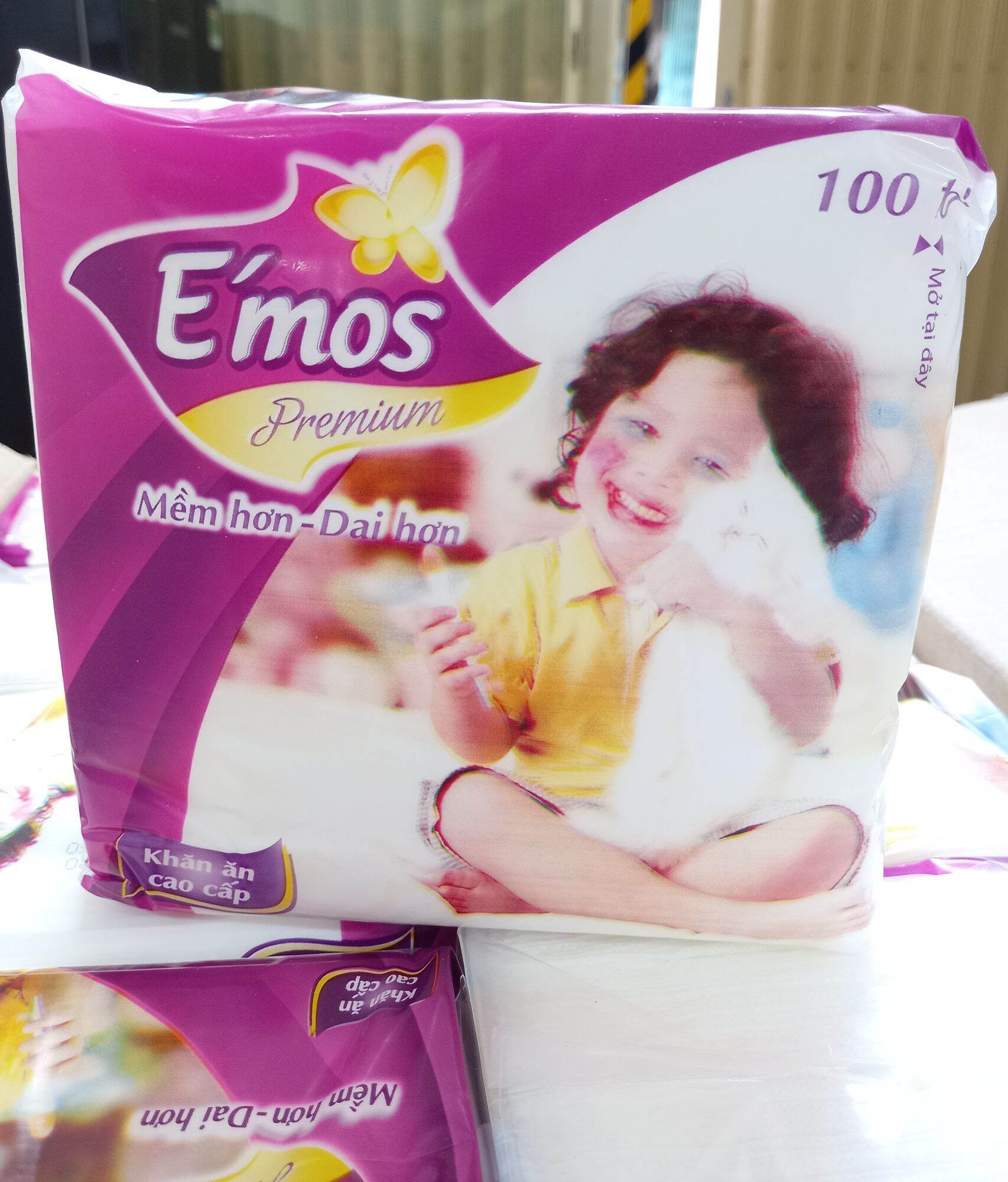 Giấy ăn Cao Cấp E'Mos premium 100 Tờ.