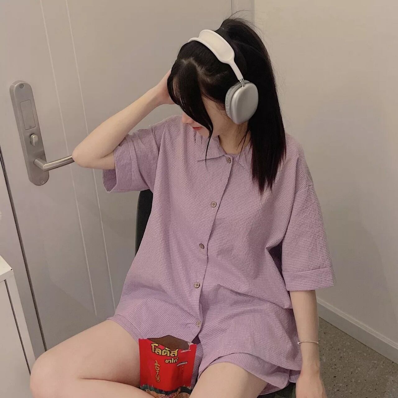 Sét bộ đùi Pyjama kẻ xốp .