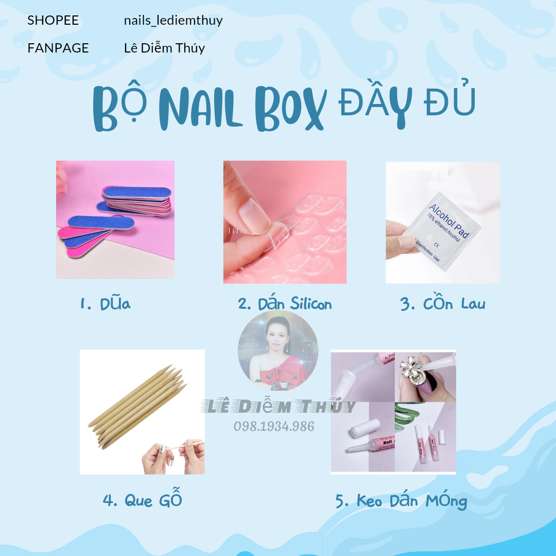 Nailbox Thiết Kế Màu Đỏ Đô Phom Thang Dài