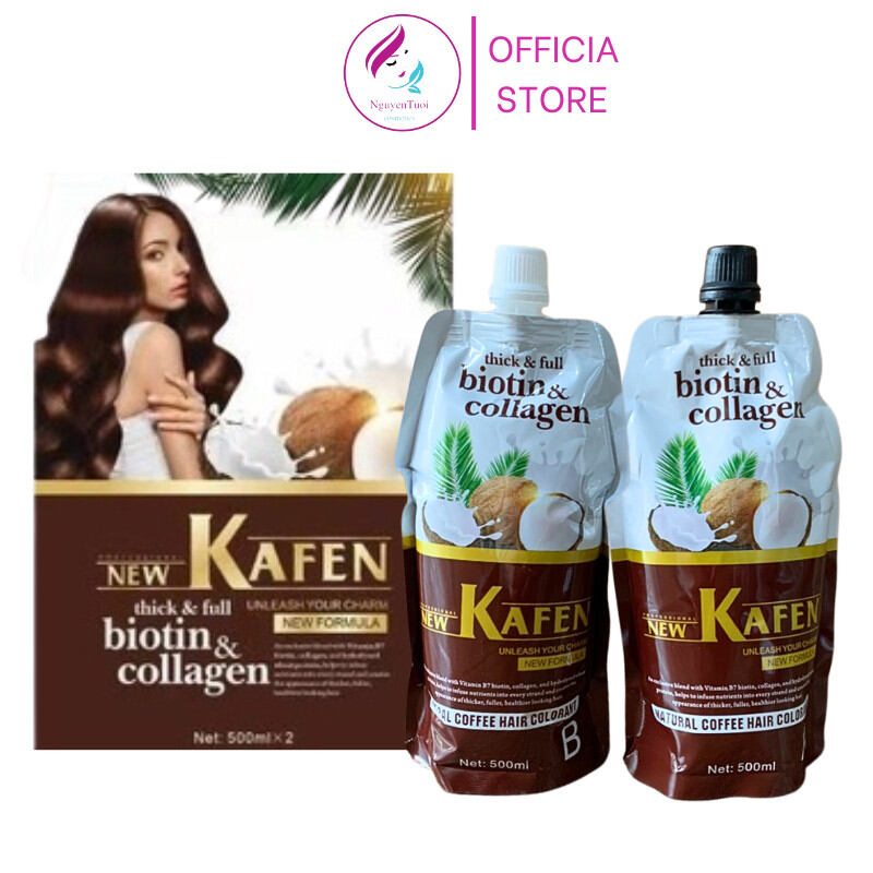  Thuốc nhuộm tóc phủ bạc thảo dược KAFEN Biotin & Collagen 500ml 