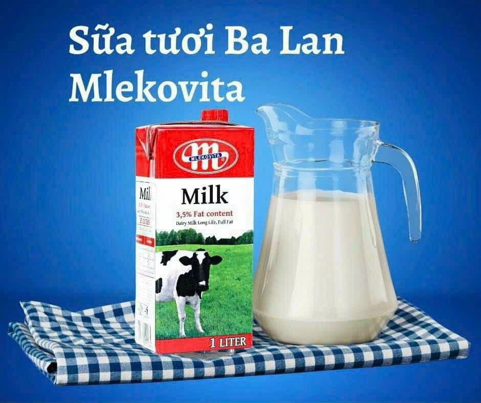 sữa tươi tiệt trùng nguyên kem MlekoVita 3,5%  thùng 12h 1l