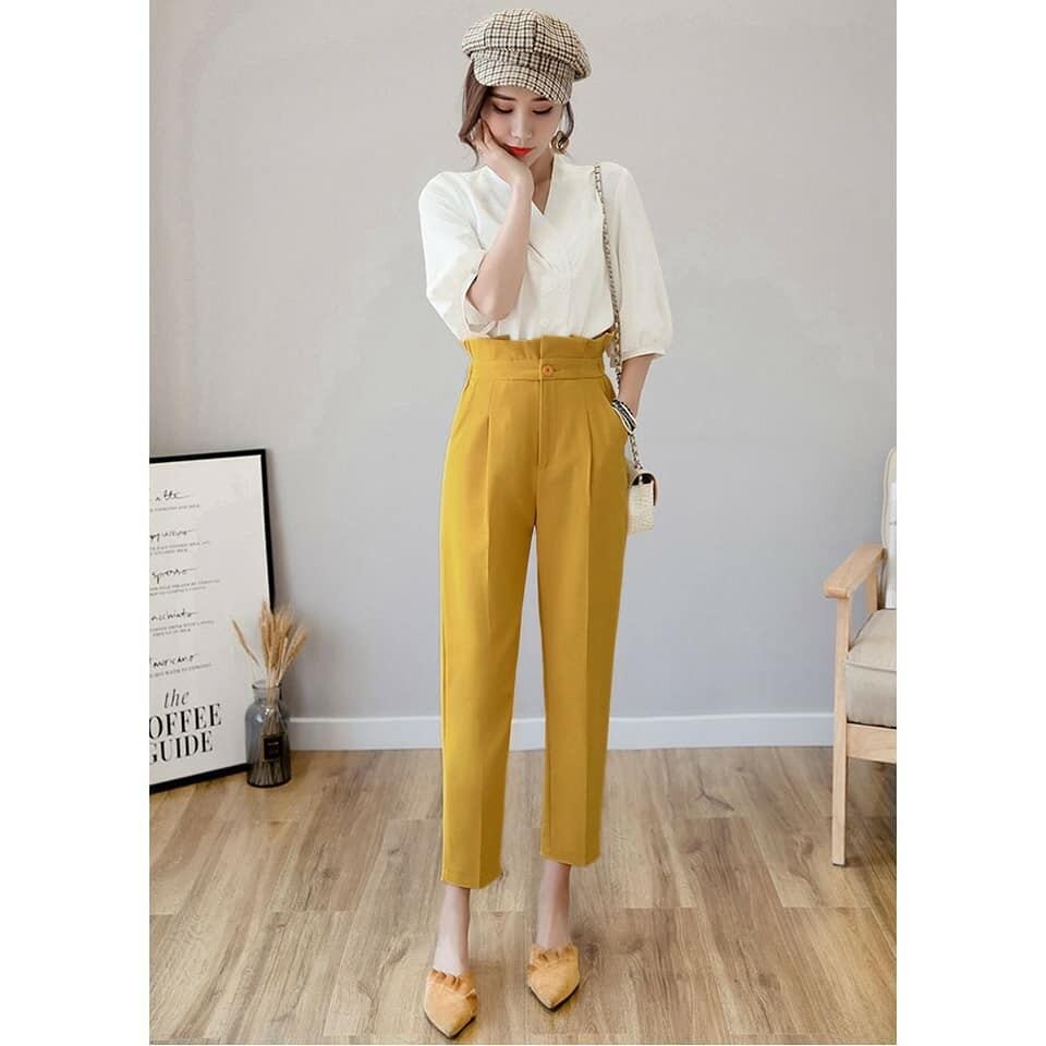 Quần Baggy Nữ Cạp Bèo Lưng Cao