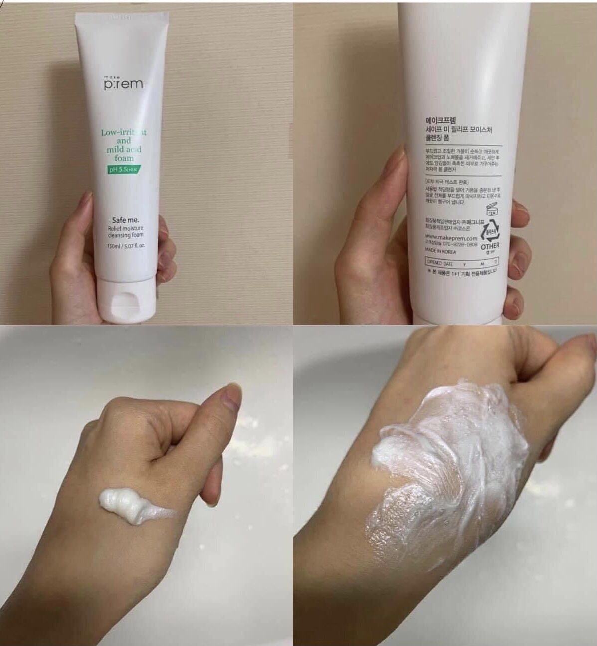 Sữa rửa mặt Make Prem Safe me Relief Moisture Cleansing Foam 150ml (tách set ko hộp)