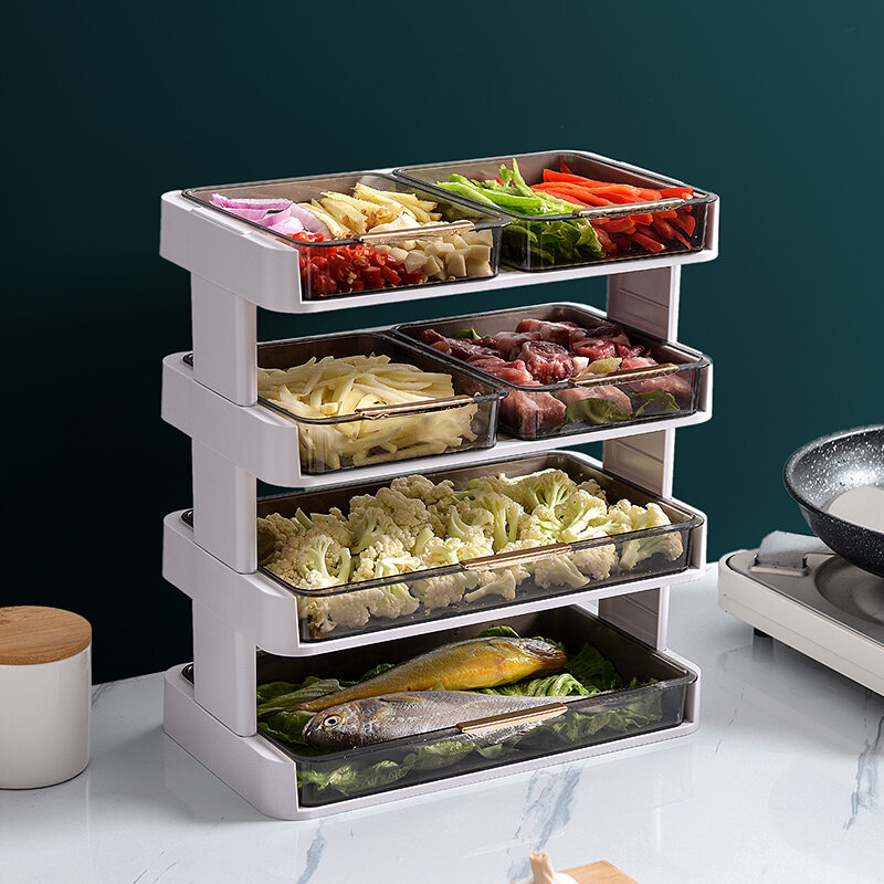 Đĩa Phối Thức Ăn Đa Chức Năng Nhà Bếp Đĩa Đựng Đồ Nhiều Tầng Đựng Đồ Dụng Cụ Thần Thánh Khay Khay Đựng Đồ Ăn Chuyên Dụng Chuẩn Bị Món Lẩu Gia Dụng