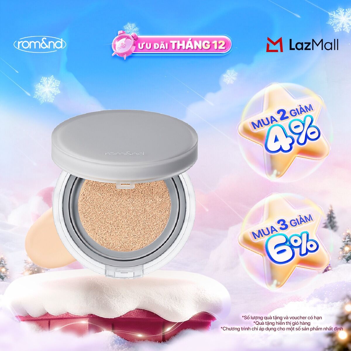 Rom&nd Phấn Nước Che Phủ Hoàn Hảo Mỏng Nhẹ Tự Nhiên Romand NU Zero Cushion SPF24 PA++ 15g