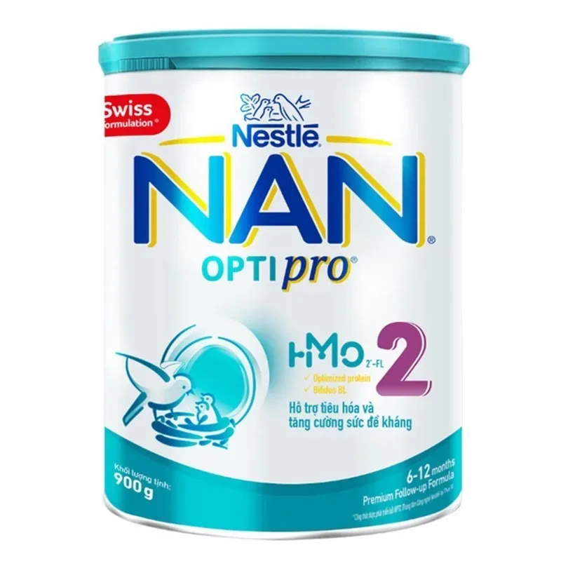 Sữa bột Nestle Nan Optipro 2 HM-O Lon 900g ( mẫu mới)