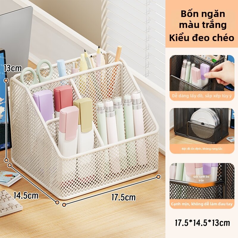evesigar | Hộp Đựng Bút Để Bàn Đa Năng Với Khay Tổ Ong Kim Loại Dung Lượng Lớn