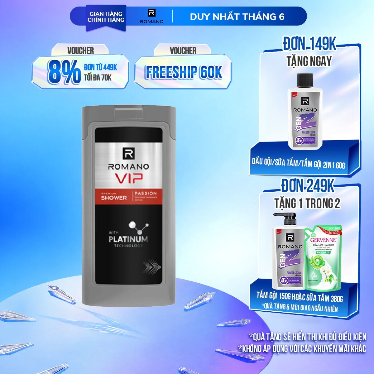 Sữa tắm cao cấp Romano VIP Passion mạnh mẽ bí ẩn 180g