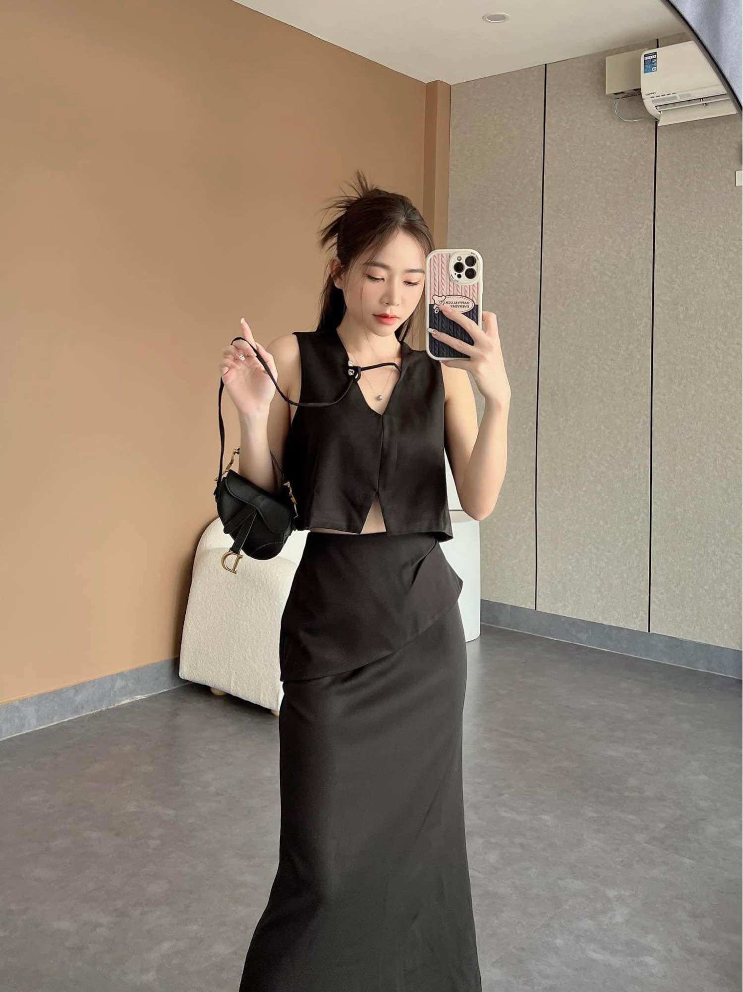 Camelia boutique- sét áo croptop phối chân váy dáng dài cs0225