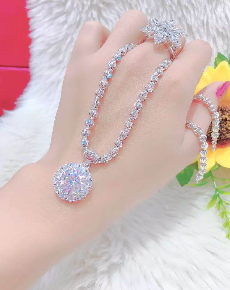 Dây Chuyền Nữ Mạ Bạch Kim Mặt Đá Pha Lê