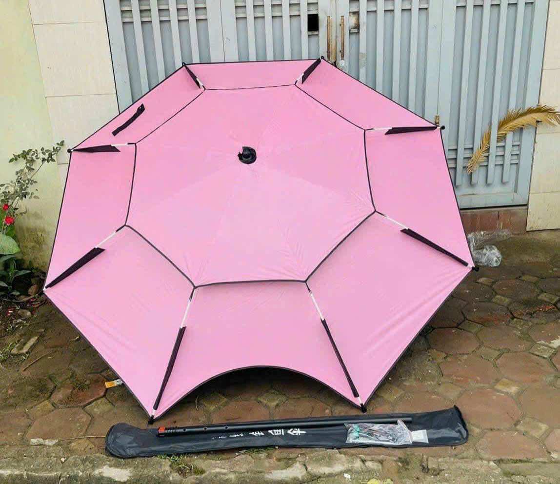 Ô câu cá che nắng mưa bao đựng cần câu combo màu hồng
