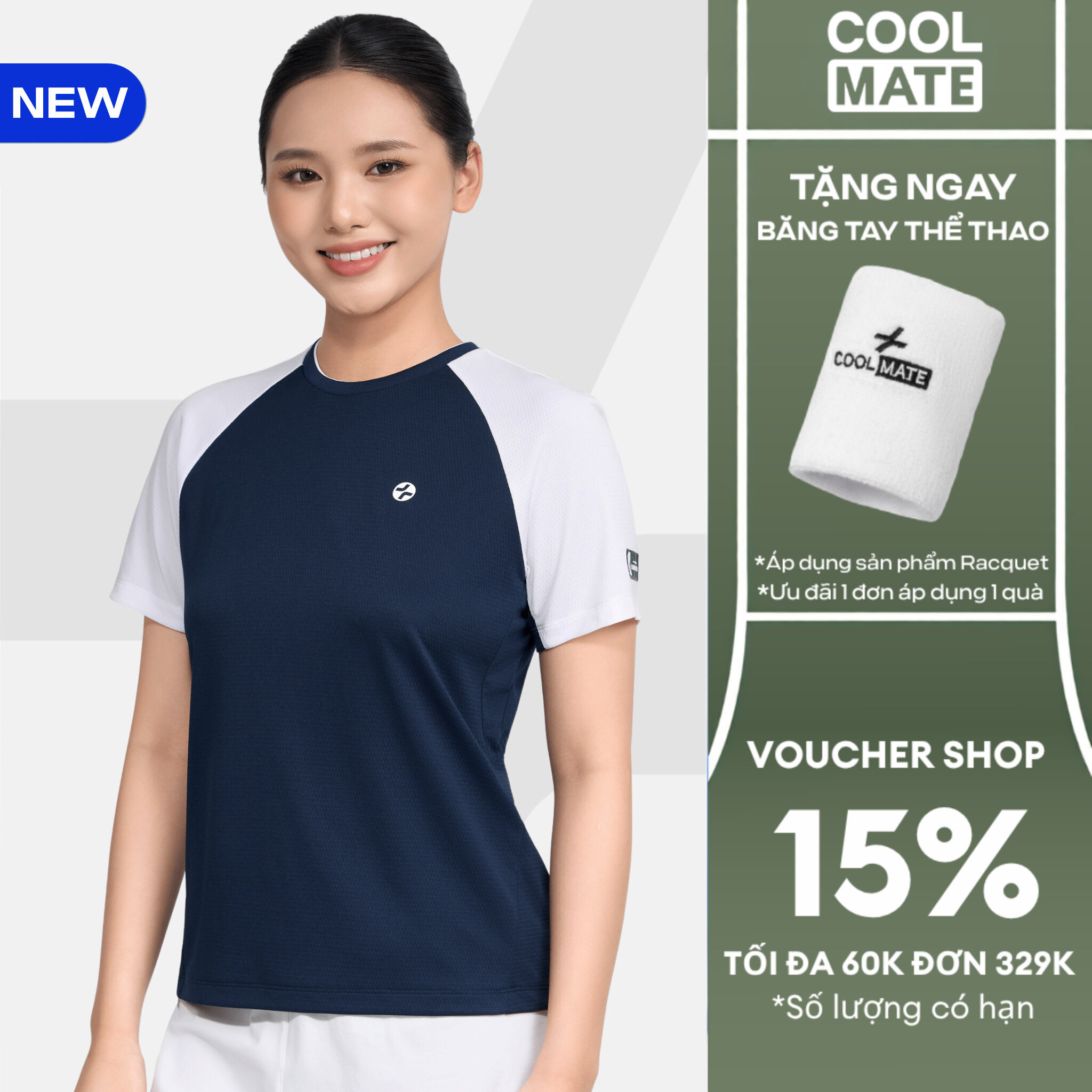 [TẶNG BĂNG TAY][MỚI]Áo thun T-Shirt cầu lông nữ Side Line Smash Energy, Áo thể thao nữ thoáng khí, nhanh khô - Coolmate Women