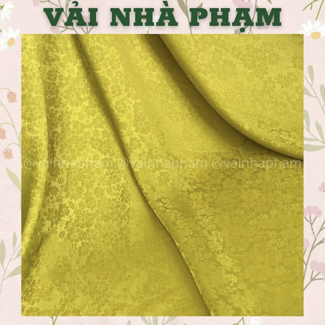 Gấm hoa gió màu xanh bơ - khổ 1.5m - vải nhà phạm