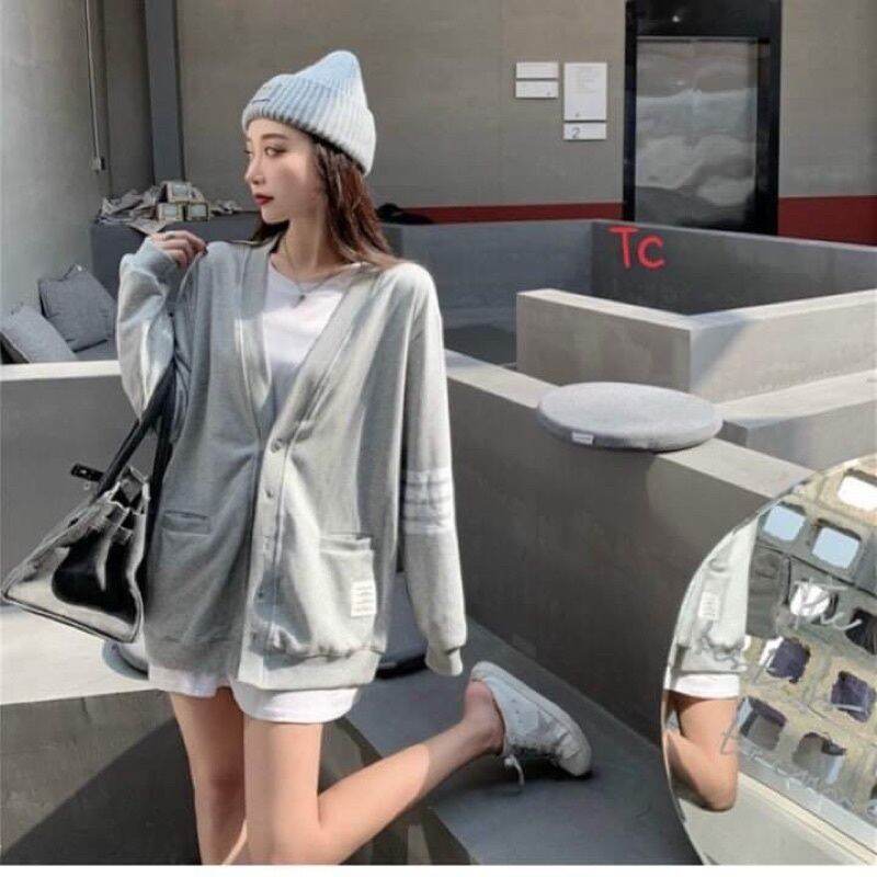 Áo Khoác nhẹ Cardigan phối vạch tay cực xinh yêu